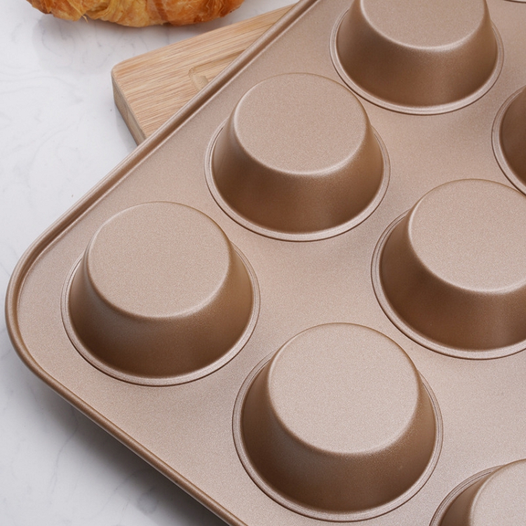 12 even the cup muffin cake pan simply egg tarts pudding cup mold non-stick coating FDA champagne gold